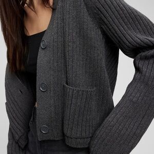 Gap Chunky Rib Pocket Cardigan In Gray, Size XSP